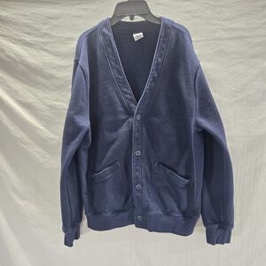 J. Crew Sportswear Heritage 14 oz. Men's Medium Blue Fleece Cardigan Sweater